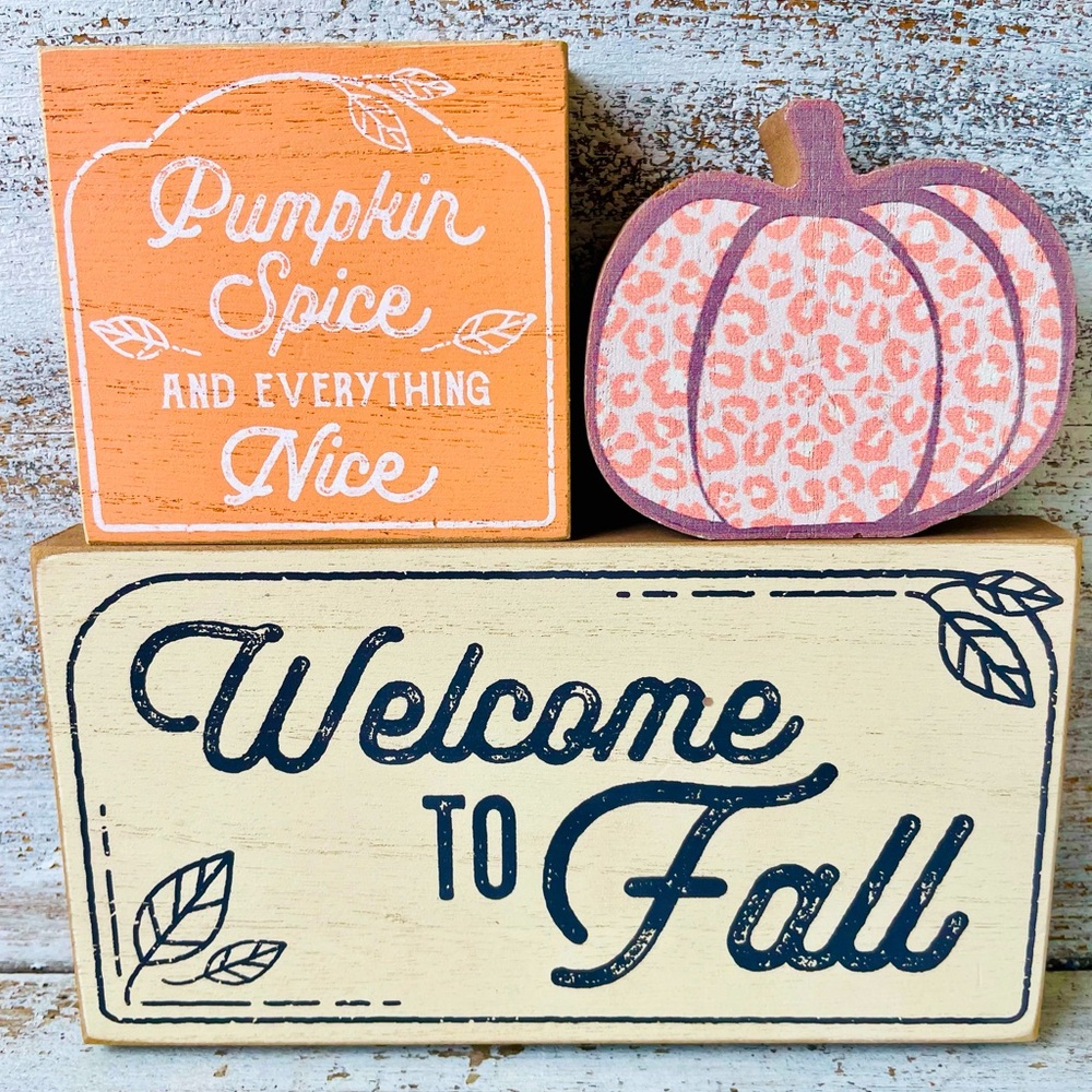 *Welcome to Fall Wood Blocks 3 Pc Set